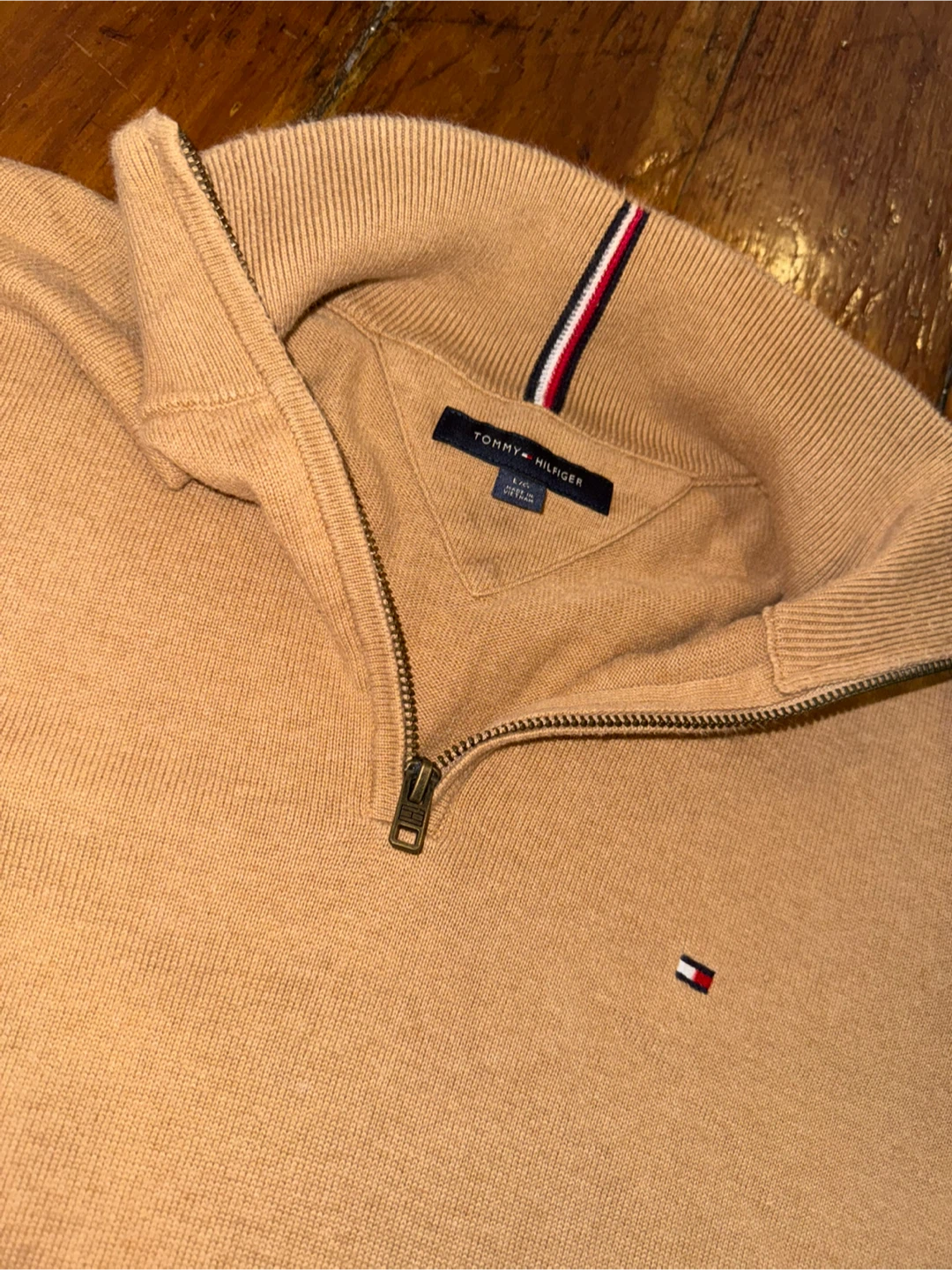 Tommy Hilfiger Men’s Tan Quarter-Zip Sweater - photo 2