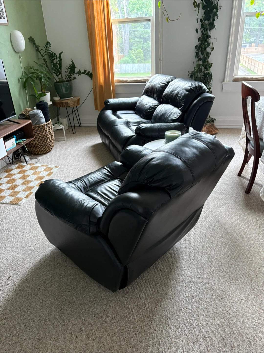Black Leather Recliner and Loveseat Set