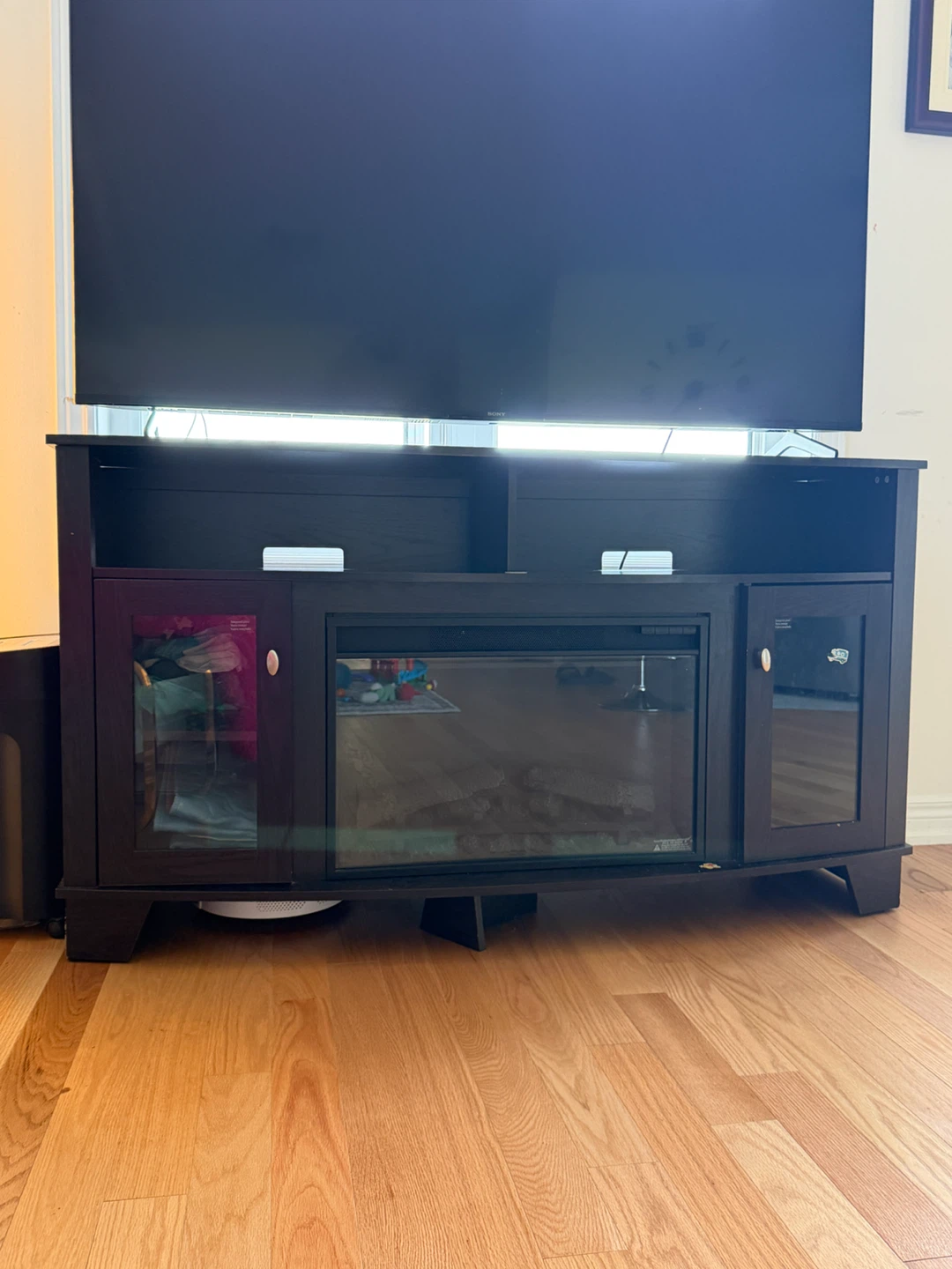 Dark Brown Tv Stand with Electric Fireplace