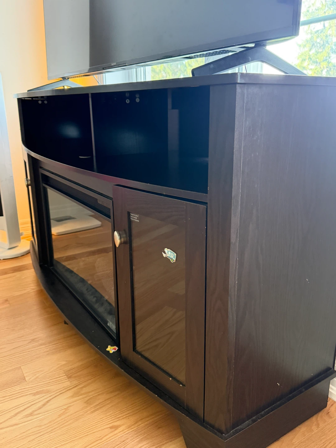 Dark Brown Tv Stand with Electric Fireplace - photo 2