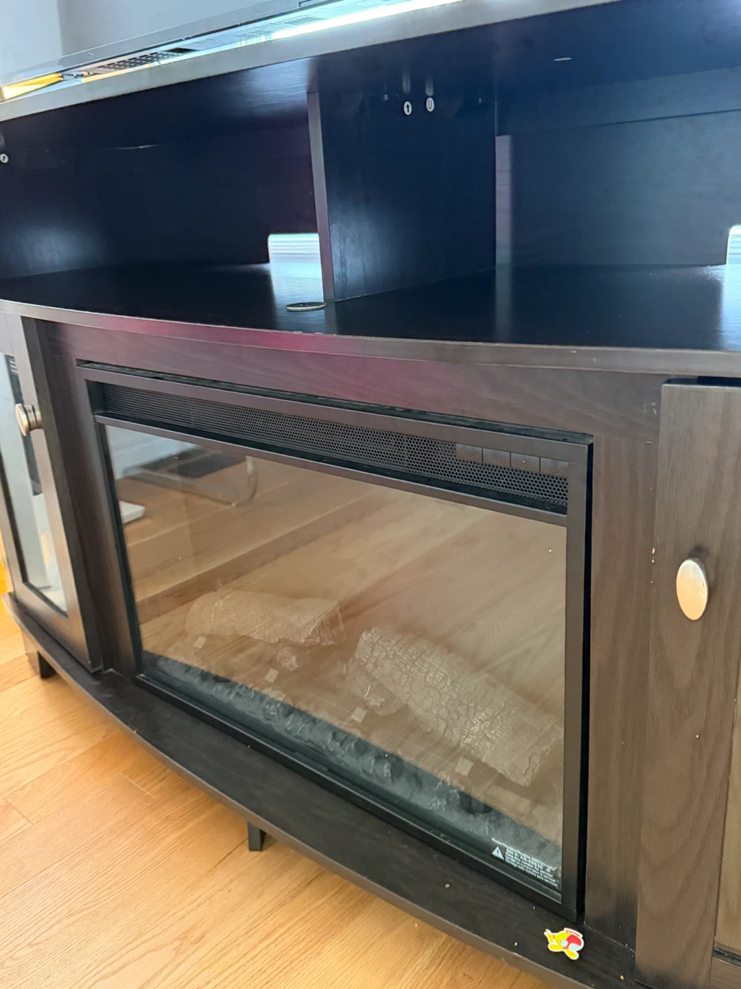Dark Brown Tv Stand with Electric Fireplace - photo 3