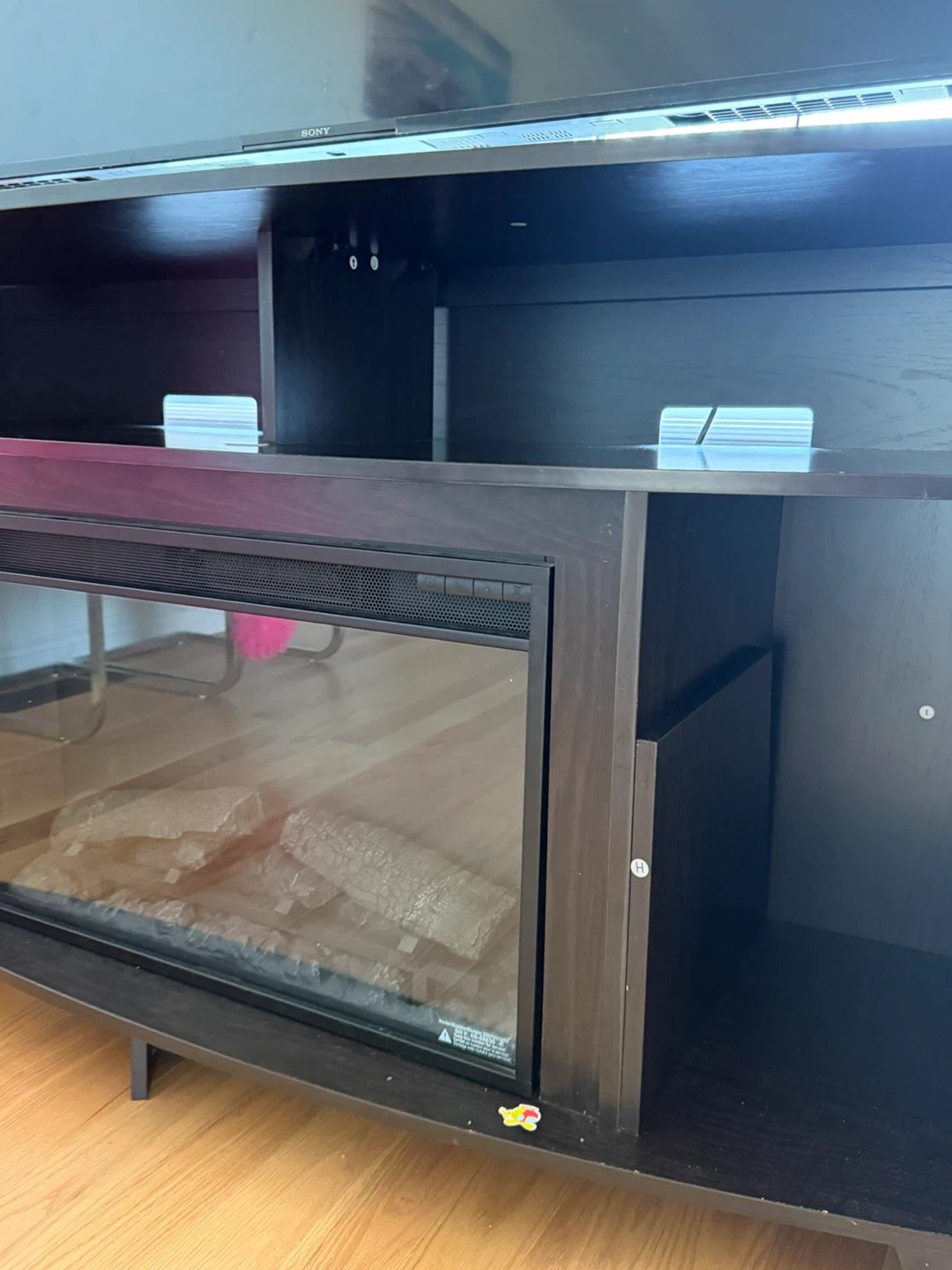 Dark Brown Tv Stand with Electric Fireplace - photo 4