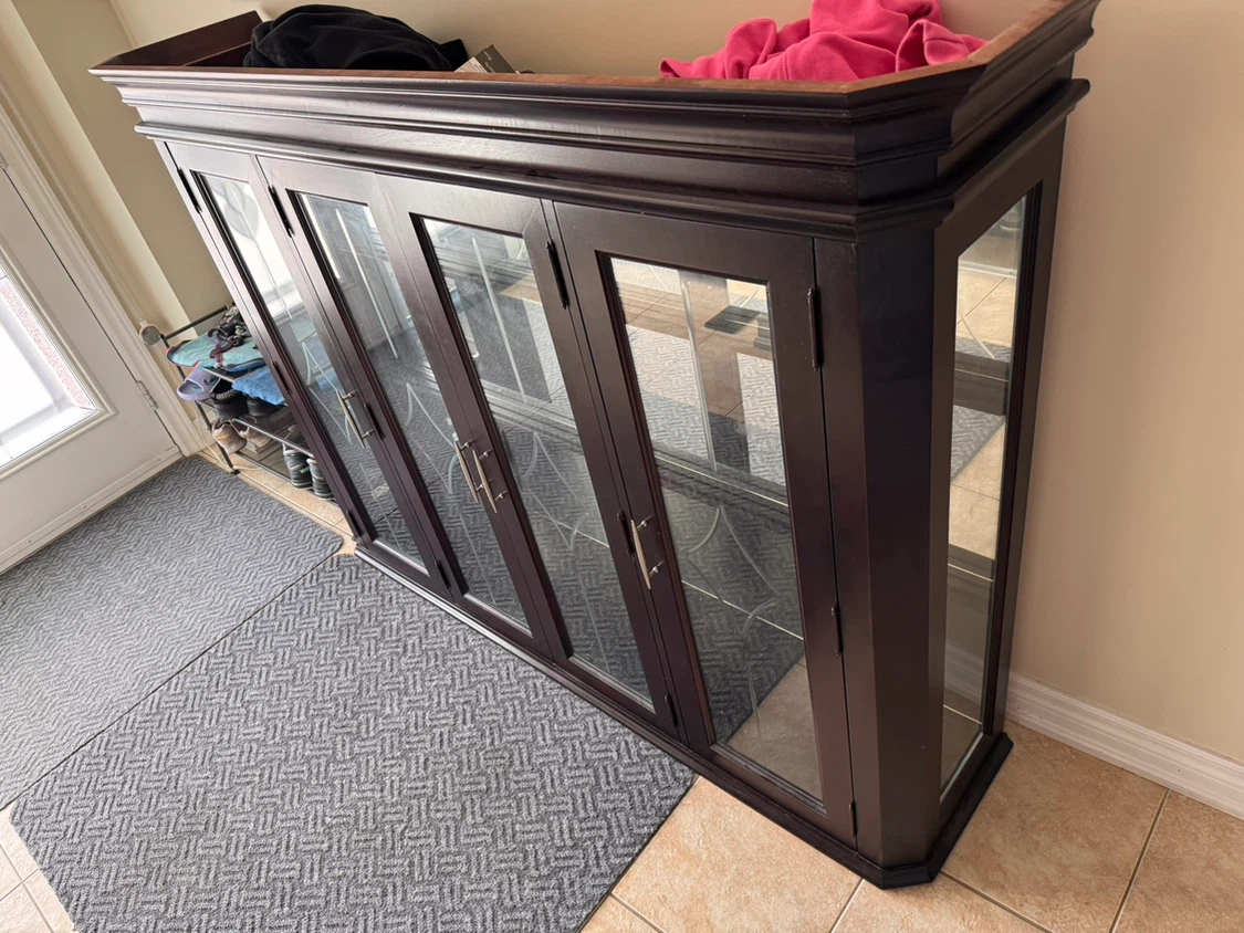 Dark Wood Display Cabinet with Glass Doors - photo 2