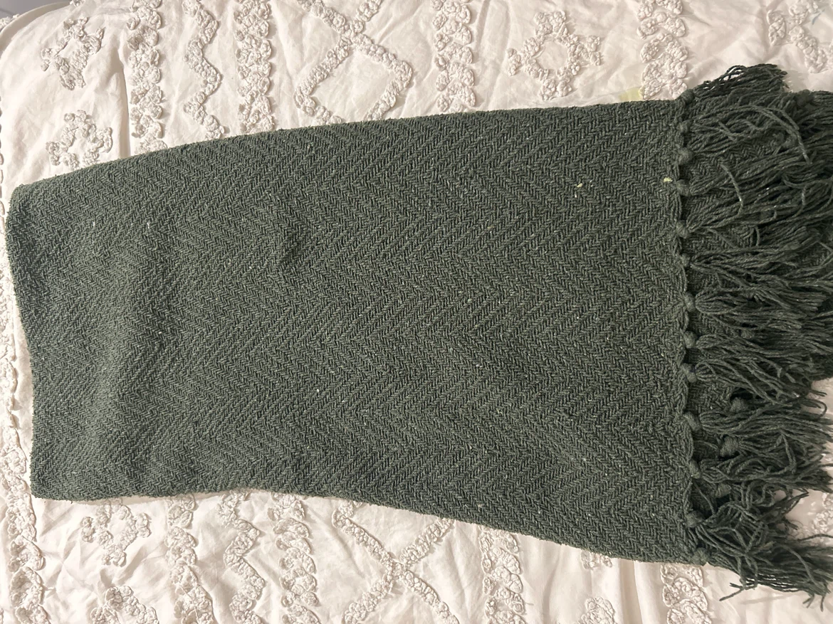 Olive Green Herringbone Throw Blanket