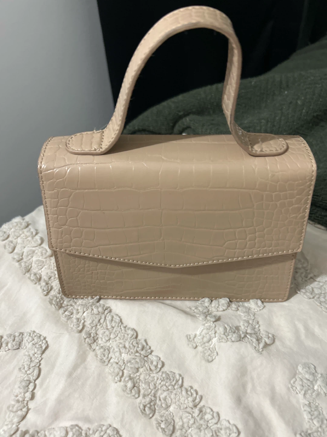 Beige Faux Crocodile Mini Handbag - photo 2