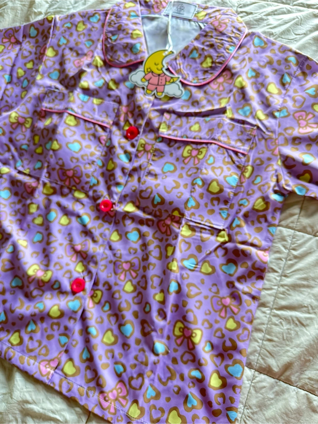 New Pajama Set with Bow and Heart Print - photo 2