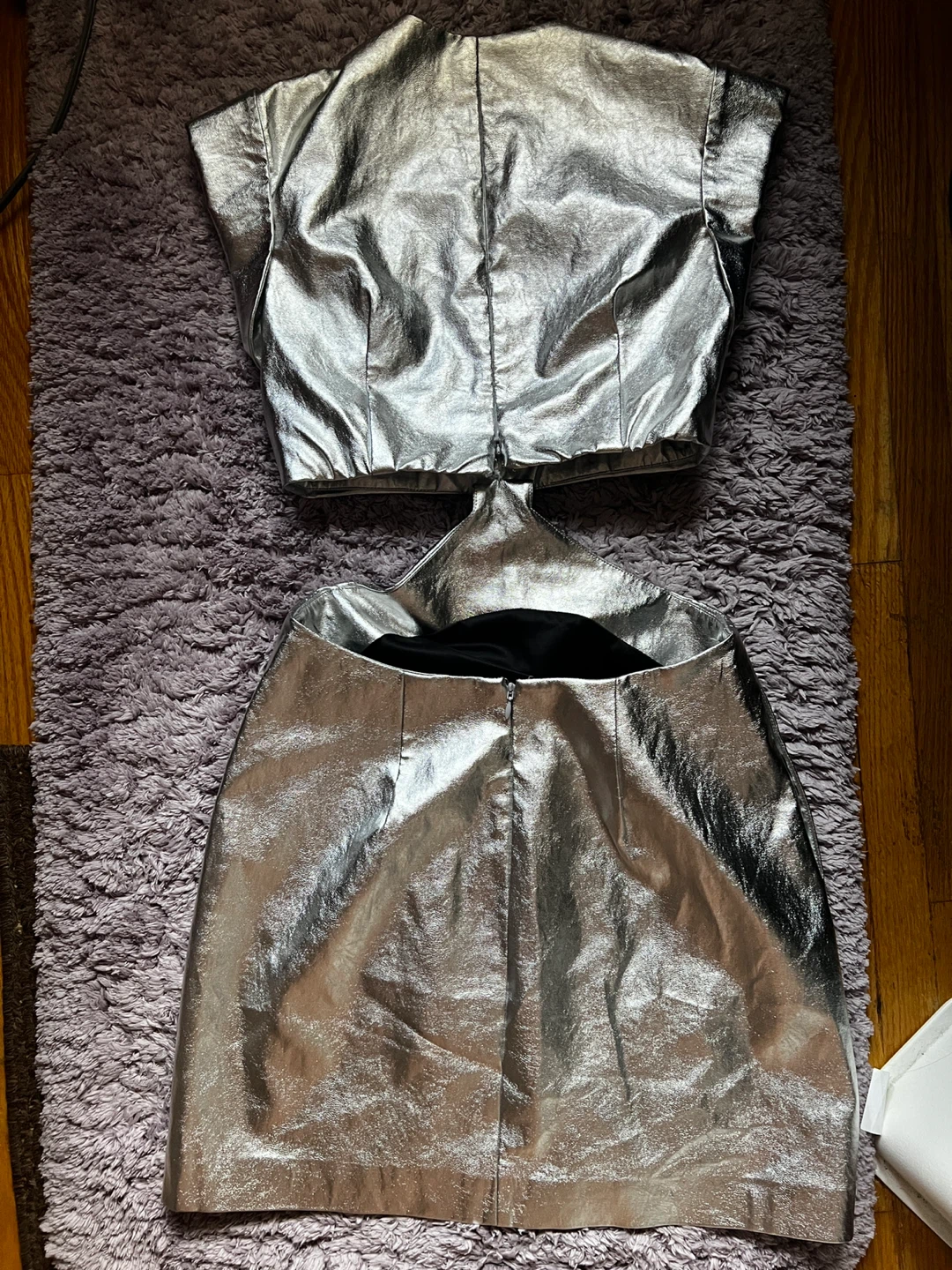 Silver Metallic Cutout Mini Dress - photo 5