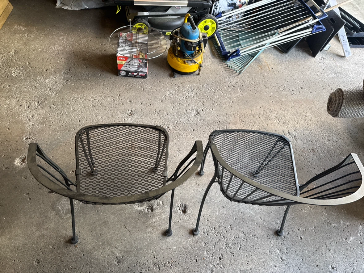 Set of 2 black metal patio chairs - photo 3