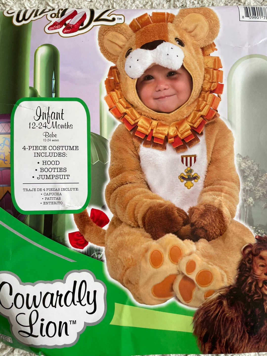 Infant Costume 12-24 Months Wizard of Oz Cowardly Lion