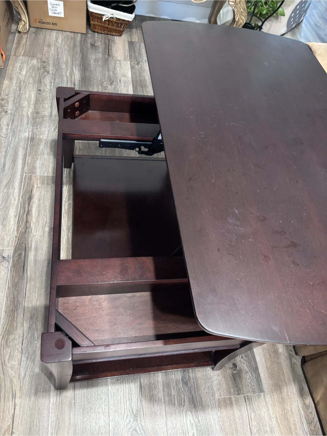 Dark Wood Lift-Top Coffee Table - photo 2