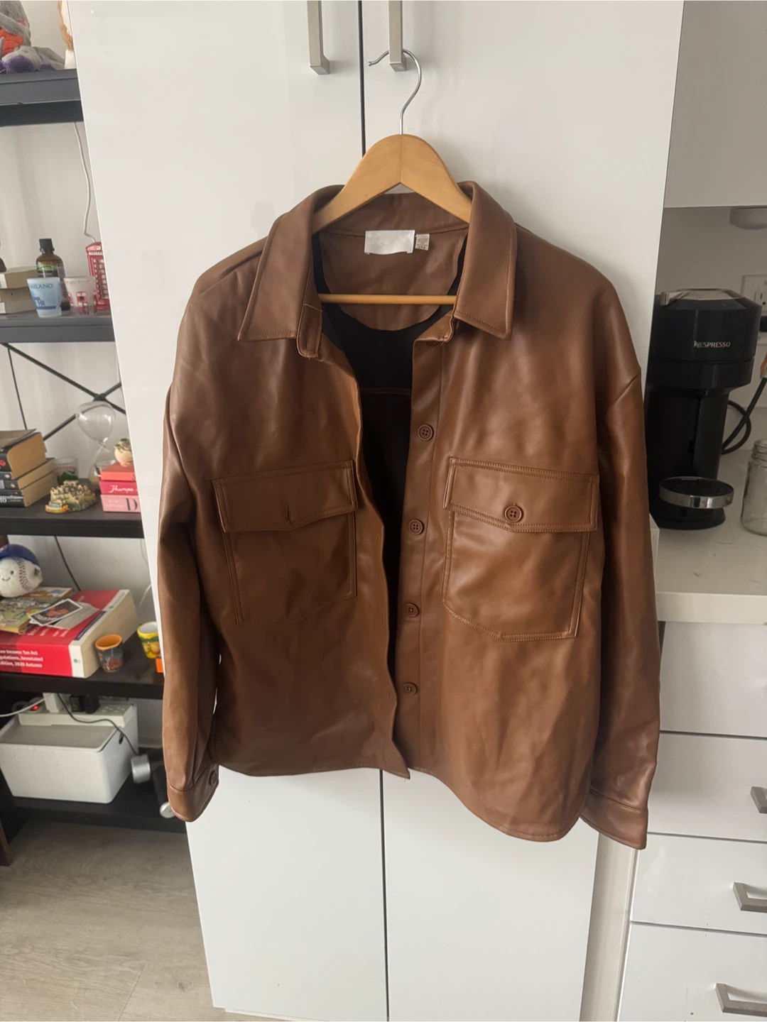 Seven Sisters Brown Faux Leather Jacket