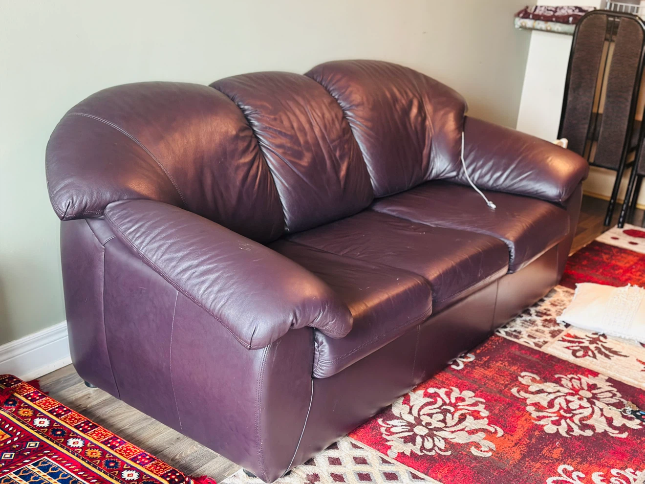 Dark Brown Leather Three-Seater Sofa - photo 3