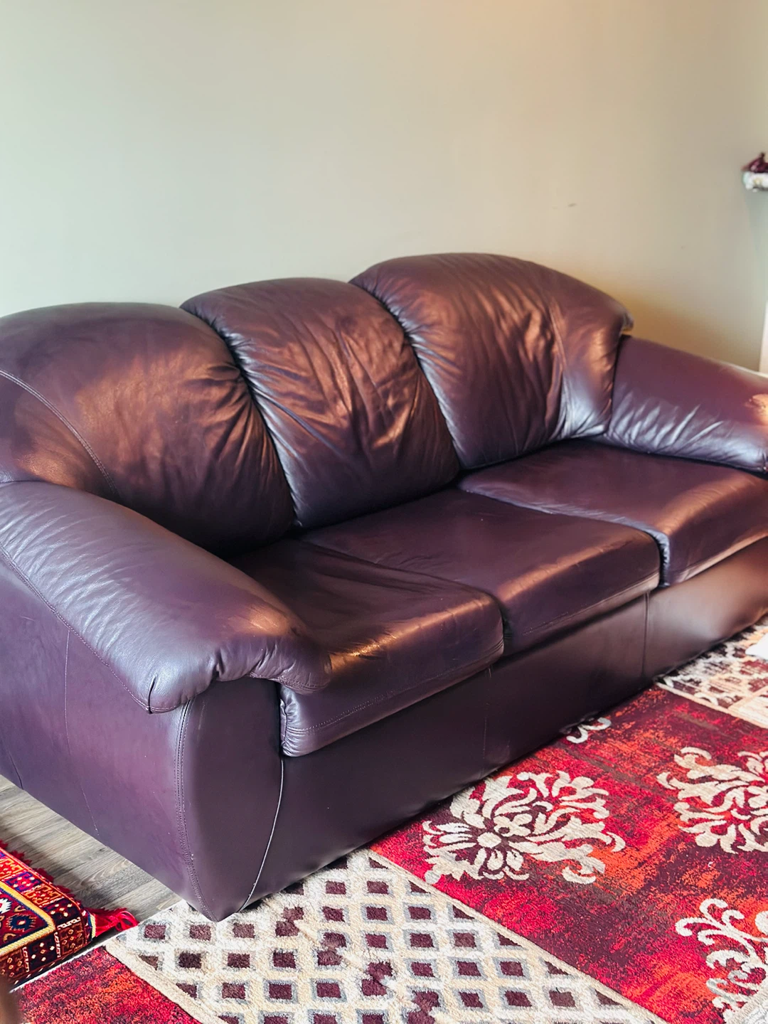 Dark Brown Leather Three-Seater Sofa - photo 5