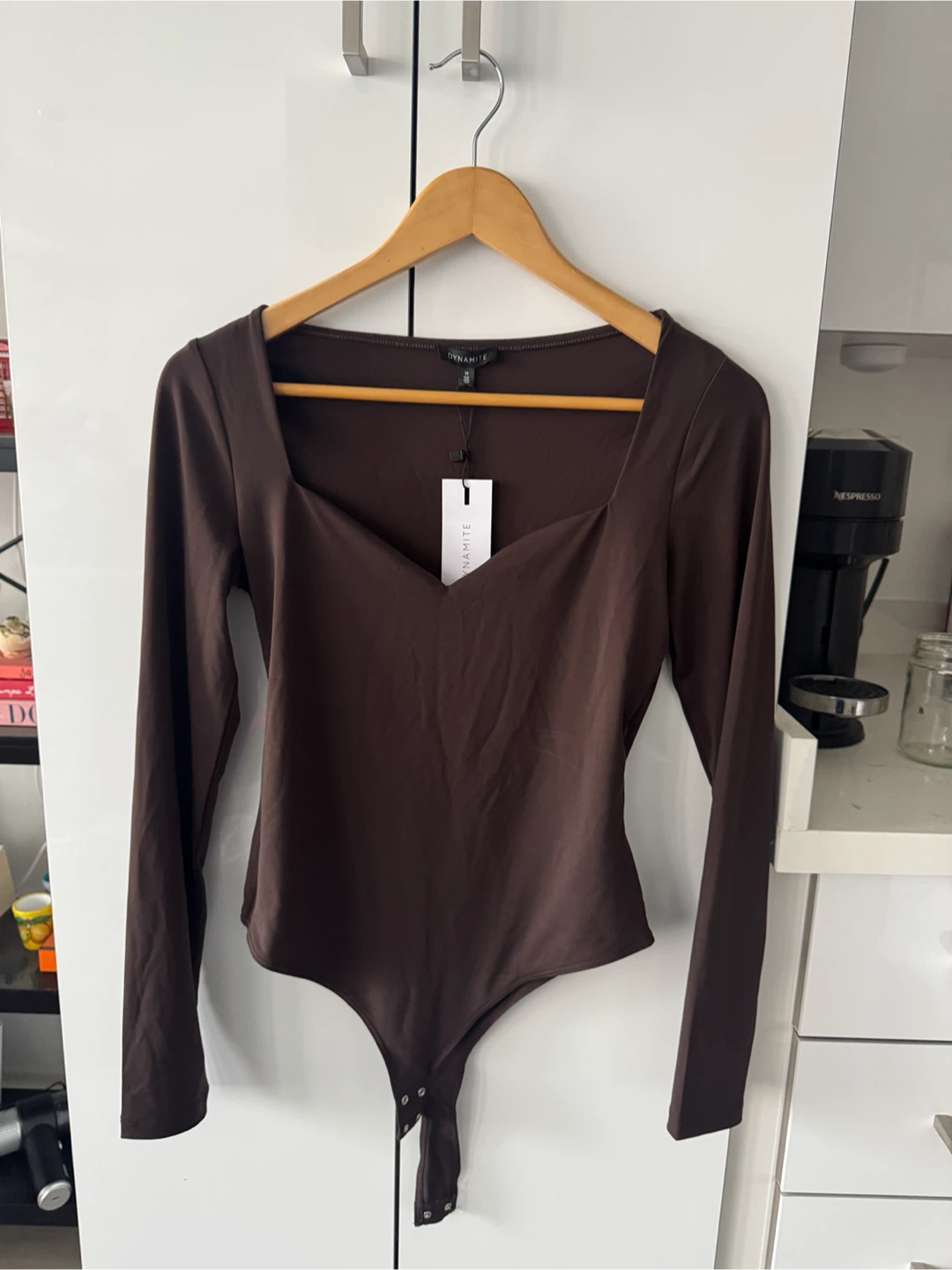 Dynamite Sculpt Sweetheart Bodysuit - Java Brown - Size M