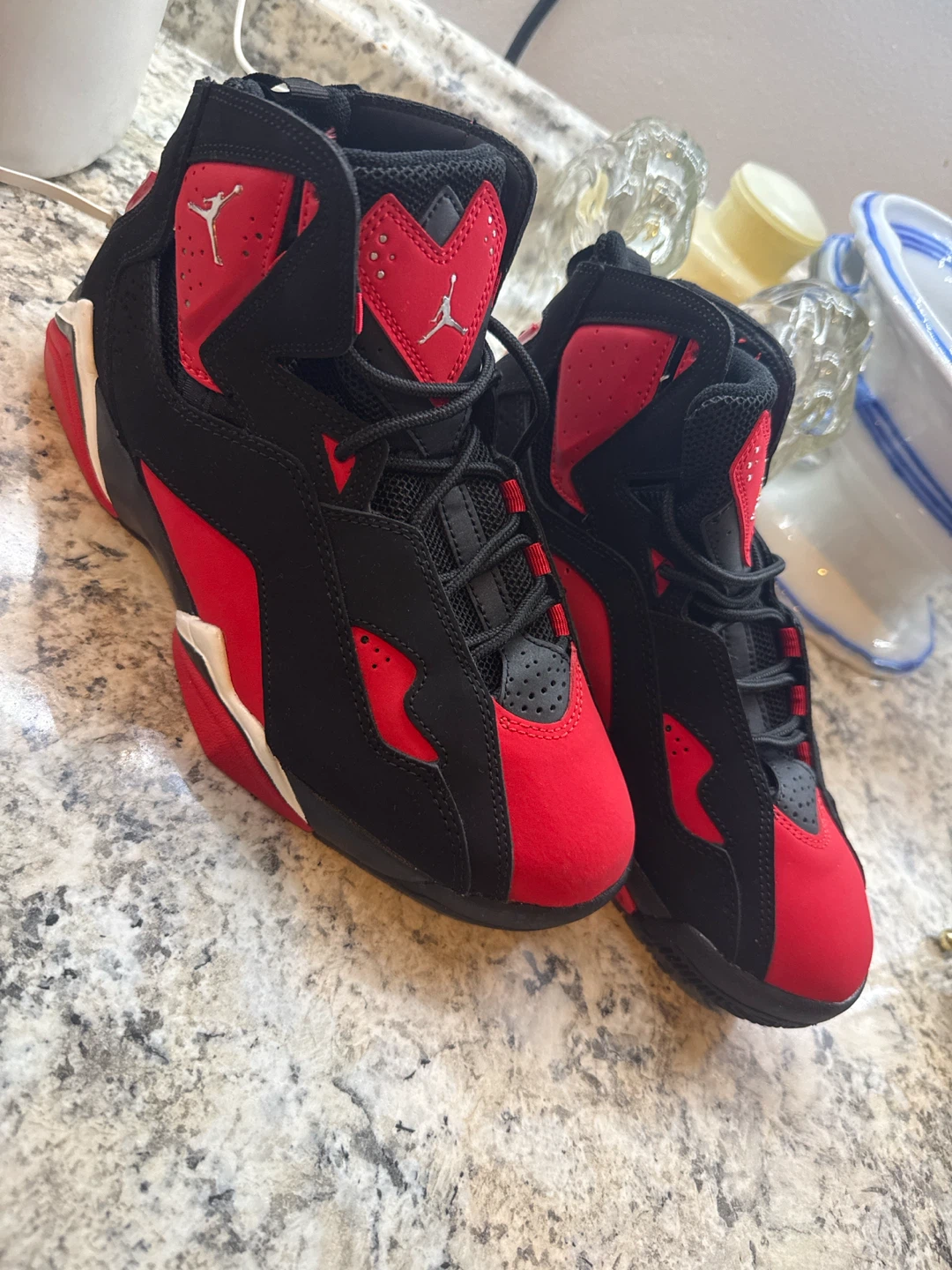 Air Jordan True Flight Black and Red Sneakers