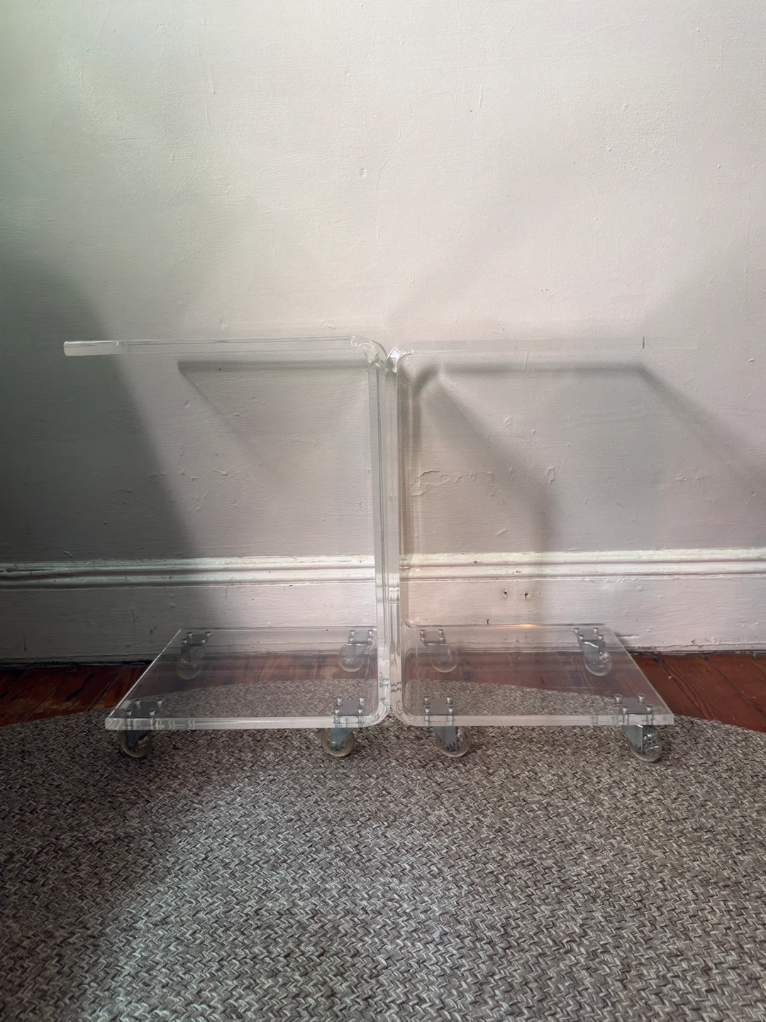 West Elm Swivel Office Chairs and two Lucite side tables - photo 2