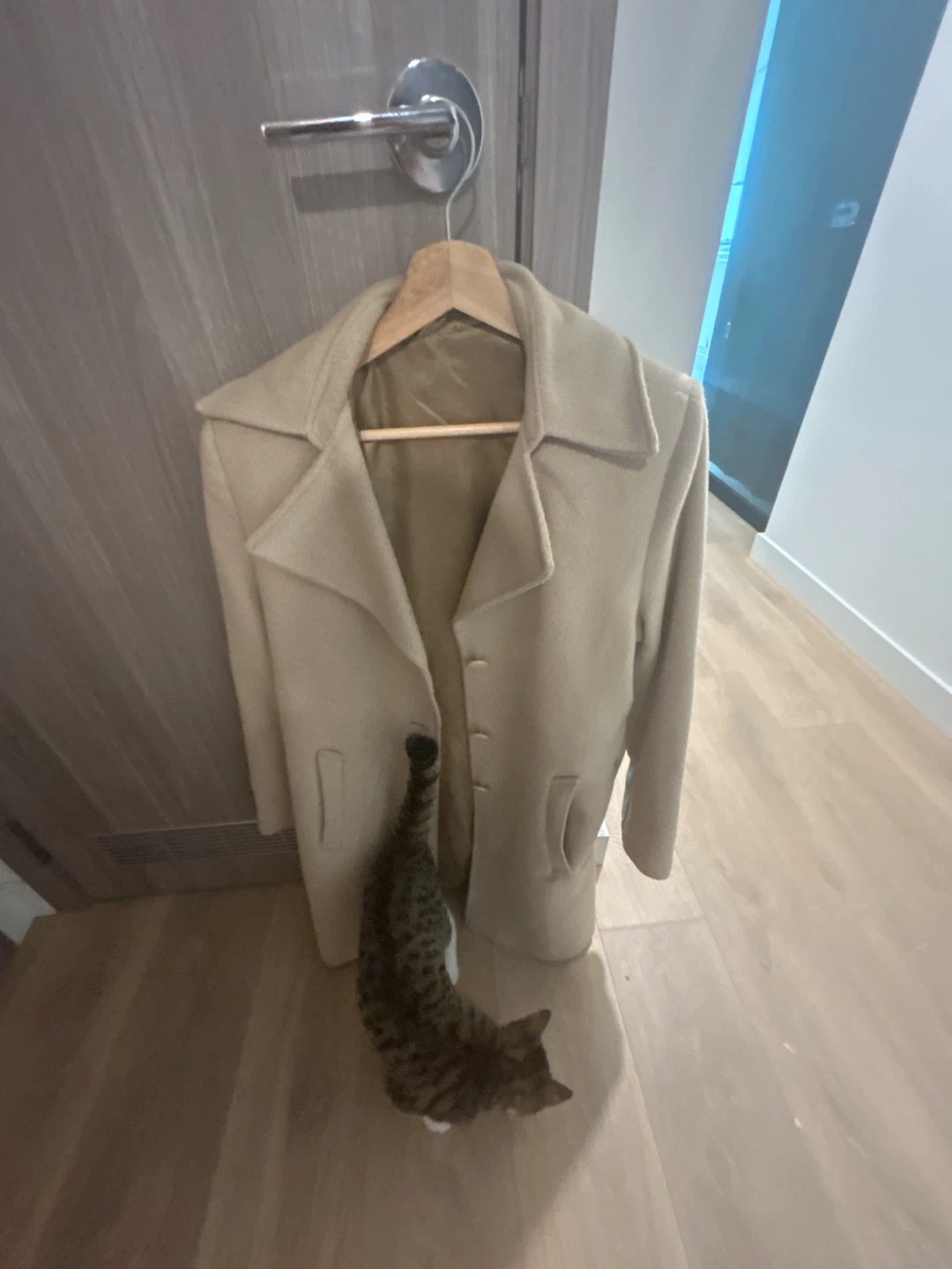 Beige Wool Blend Overcoat