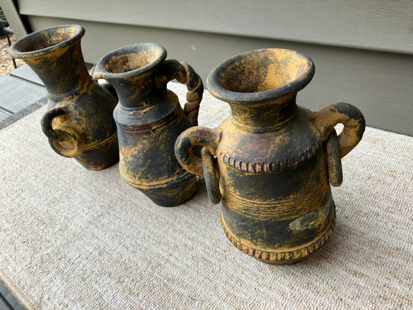Set of 3 Rustic Terracotta Vases