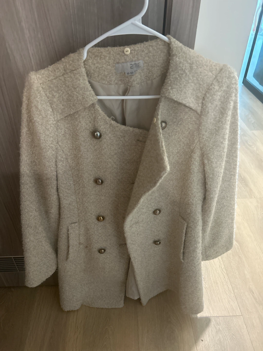 2ME Beige Bouclé Double-Breasted Coat