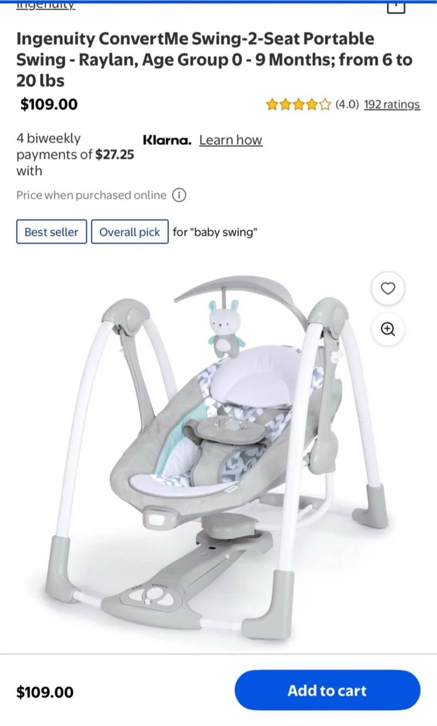 Ingenuity ConvertMe Swing-2-Seat Portable Swing - photo 4