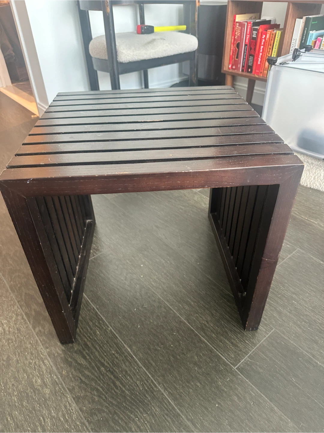 Dark Wood Slat Side Table
