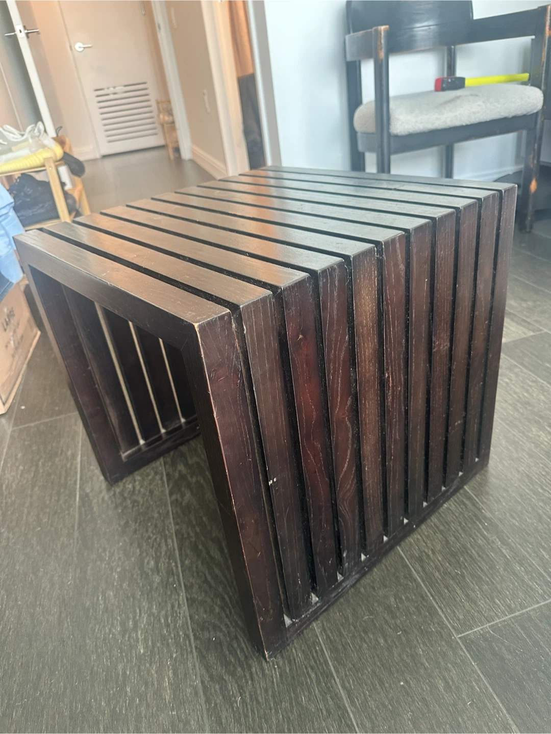 Dark Wood Slat Side Table - photo 2