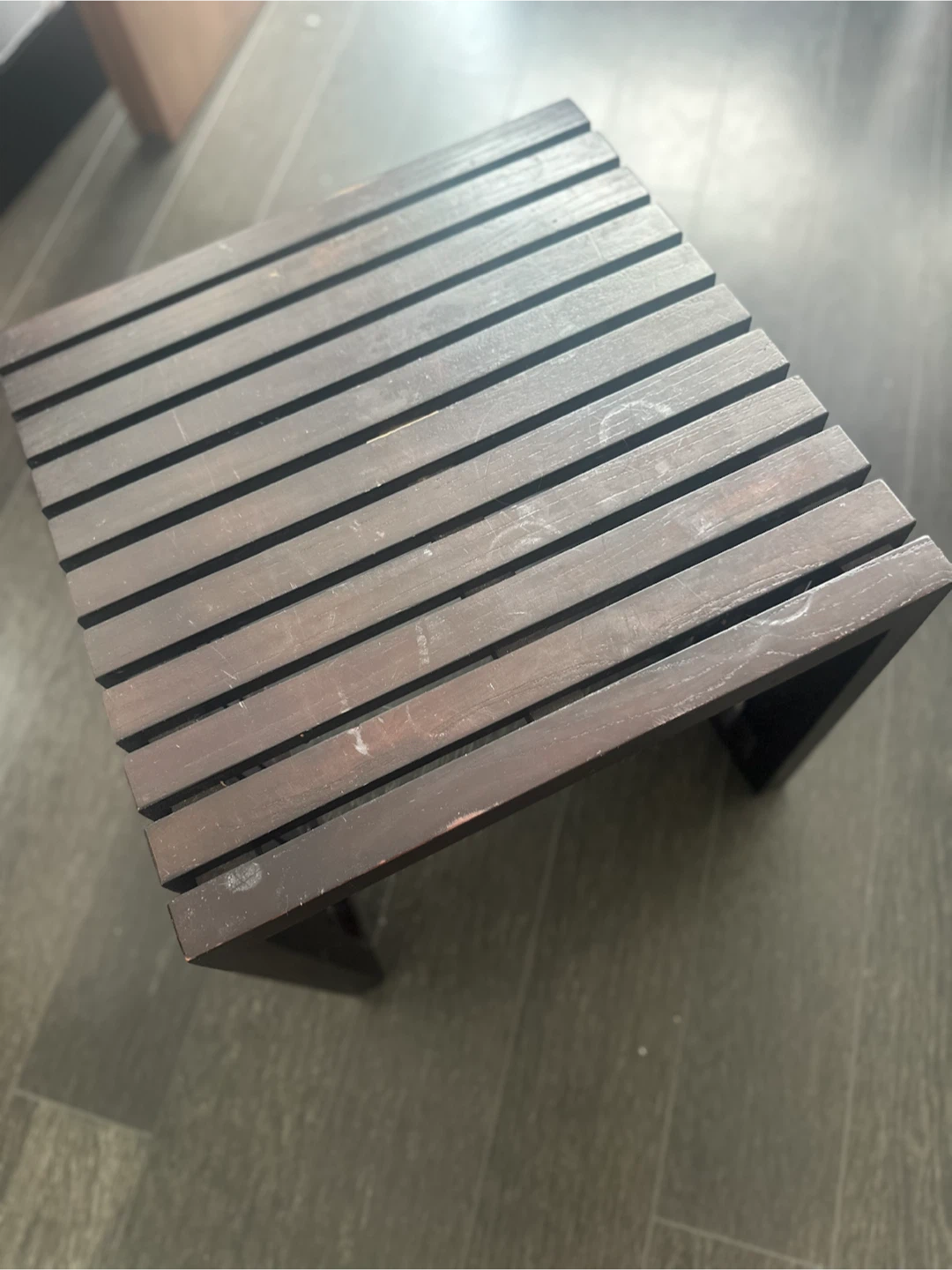 Dark Wood Slat Side Table - photo 3