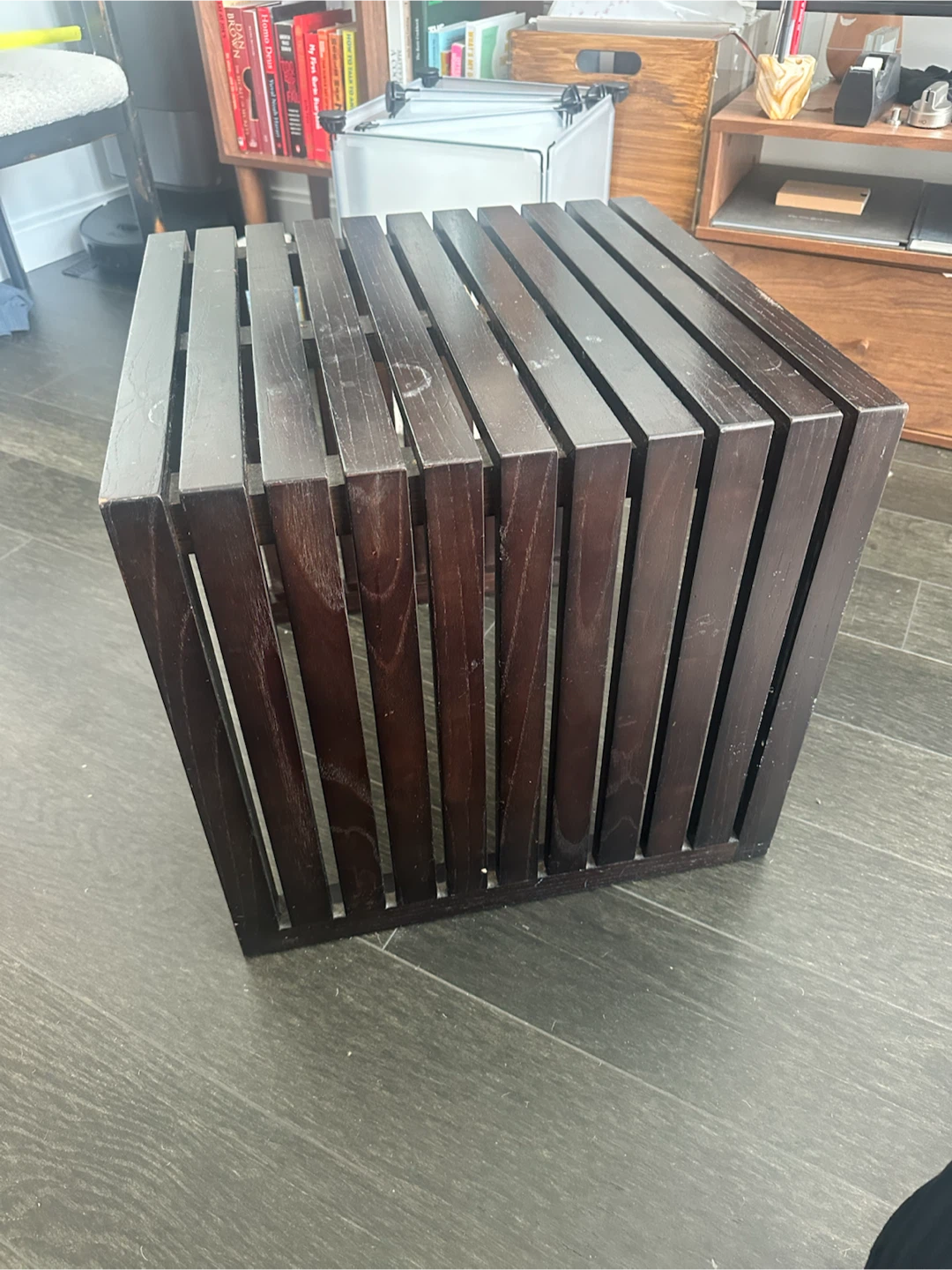 Dark Wood Slat Side Table - photo 4