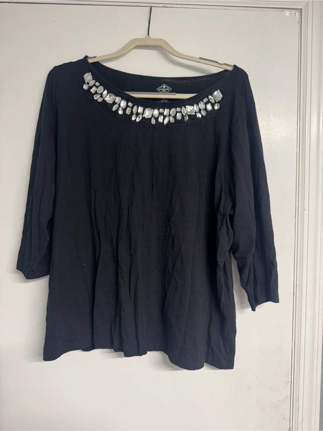 St. John's Bay Rhinestone Embellished Black Top