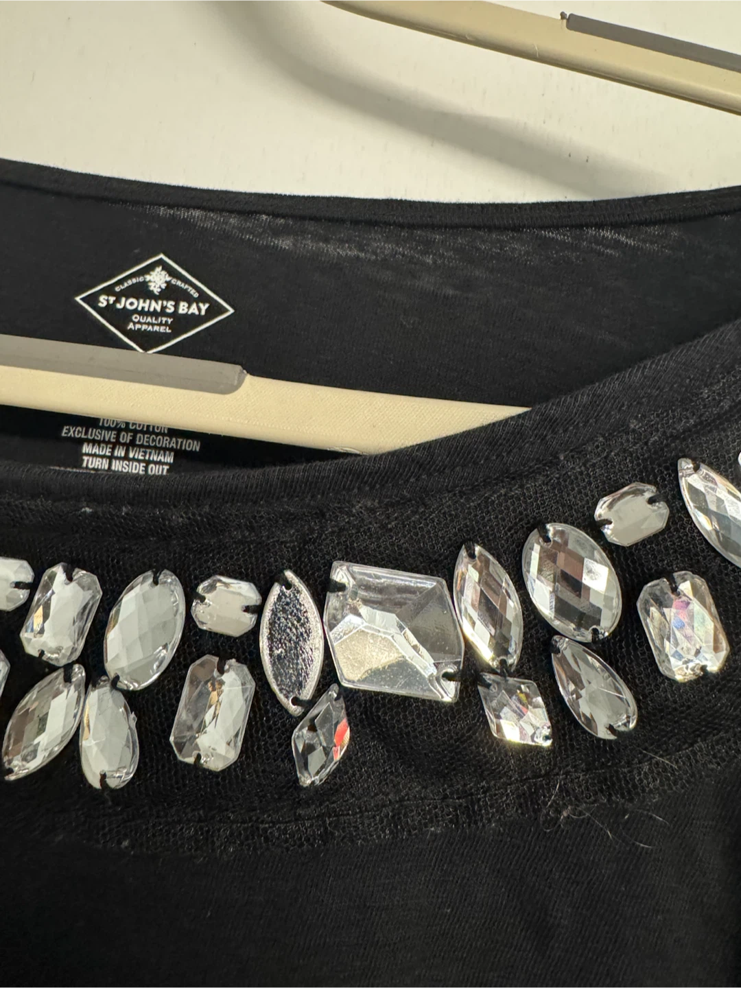 St. John's Bay Rhinestone Embellished Black Top - photo 2
