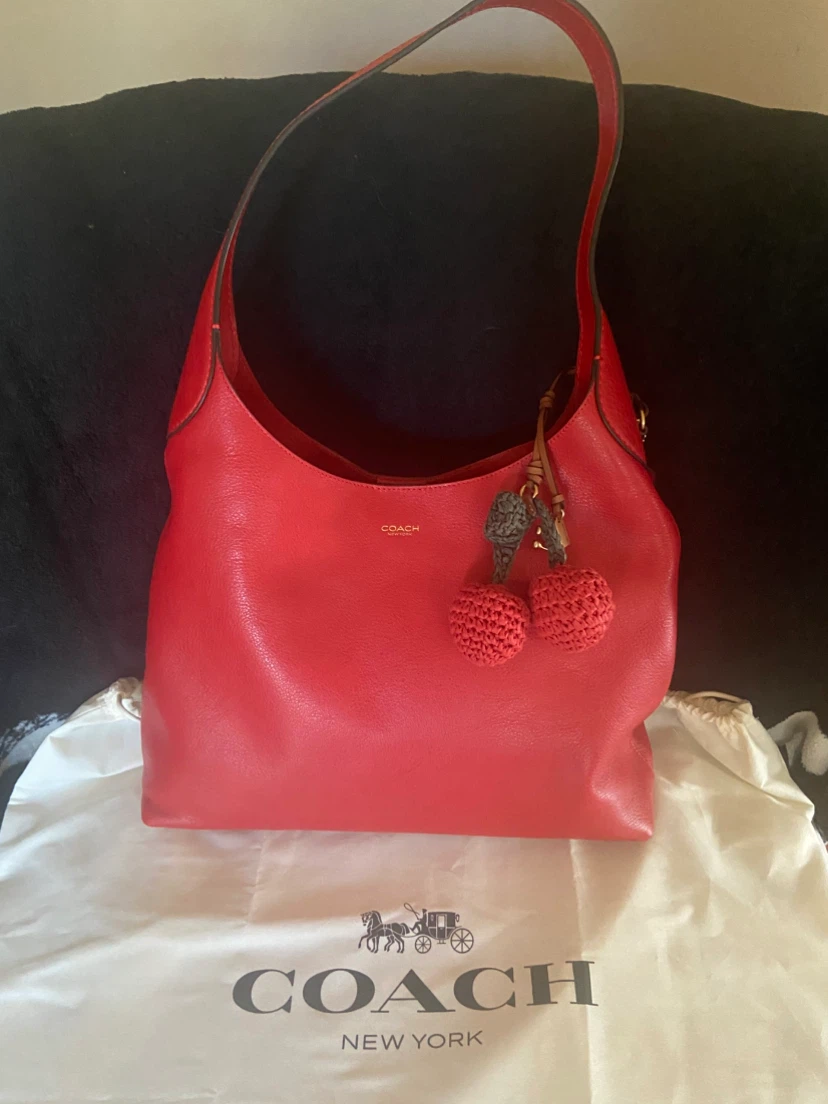Coach Red Leather Hobo Bag