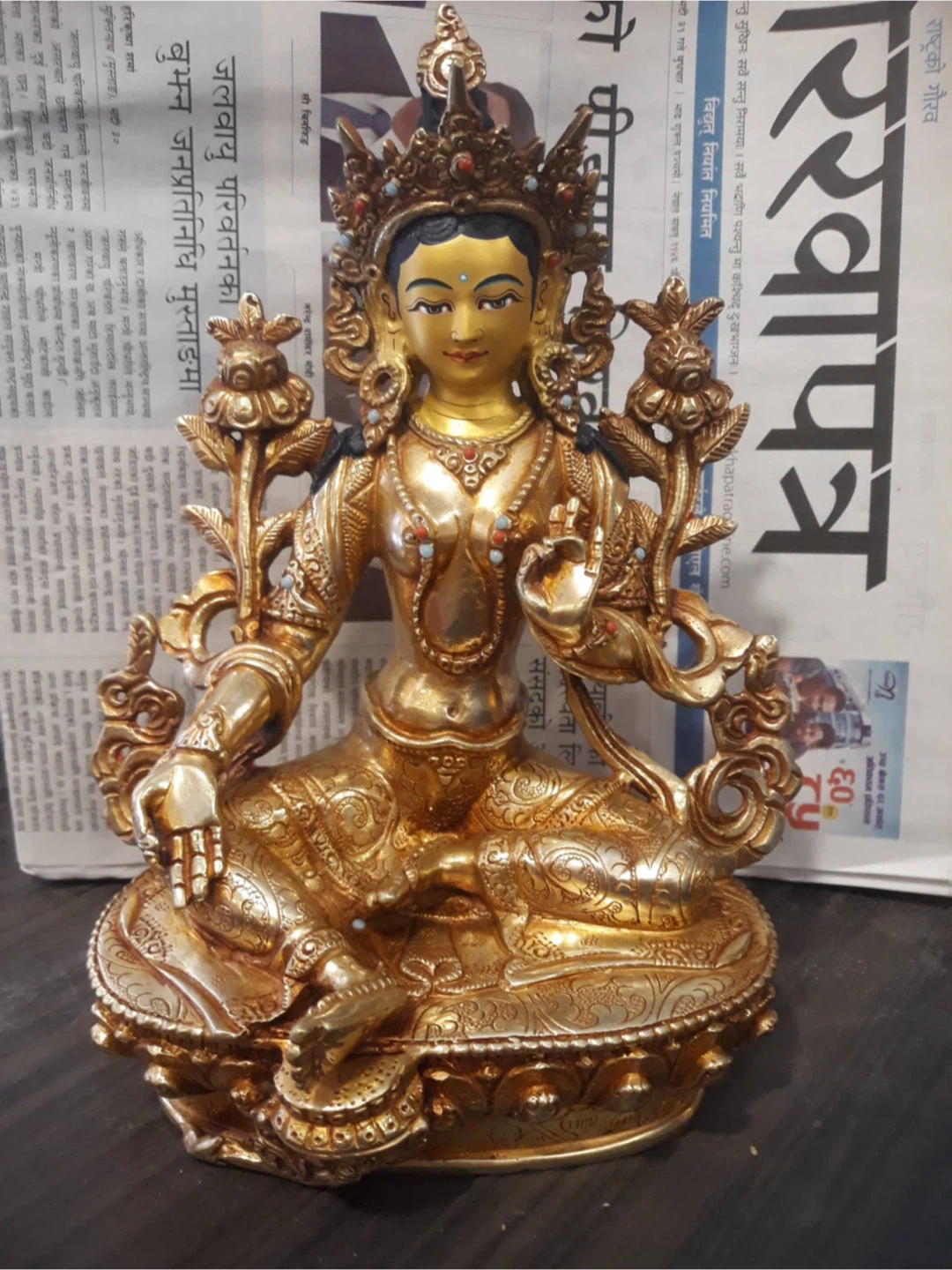 Set of Three Gilded Buddhist Statues