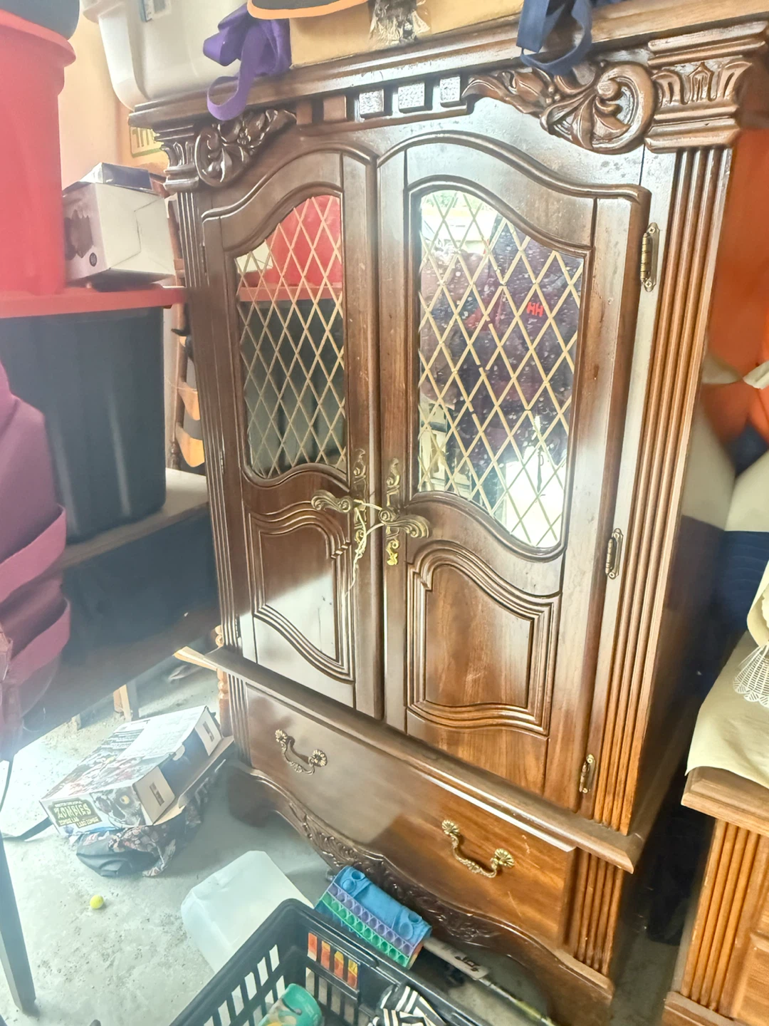 Vintage French Provincial Armoire and Matching Nightstand