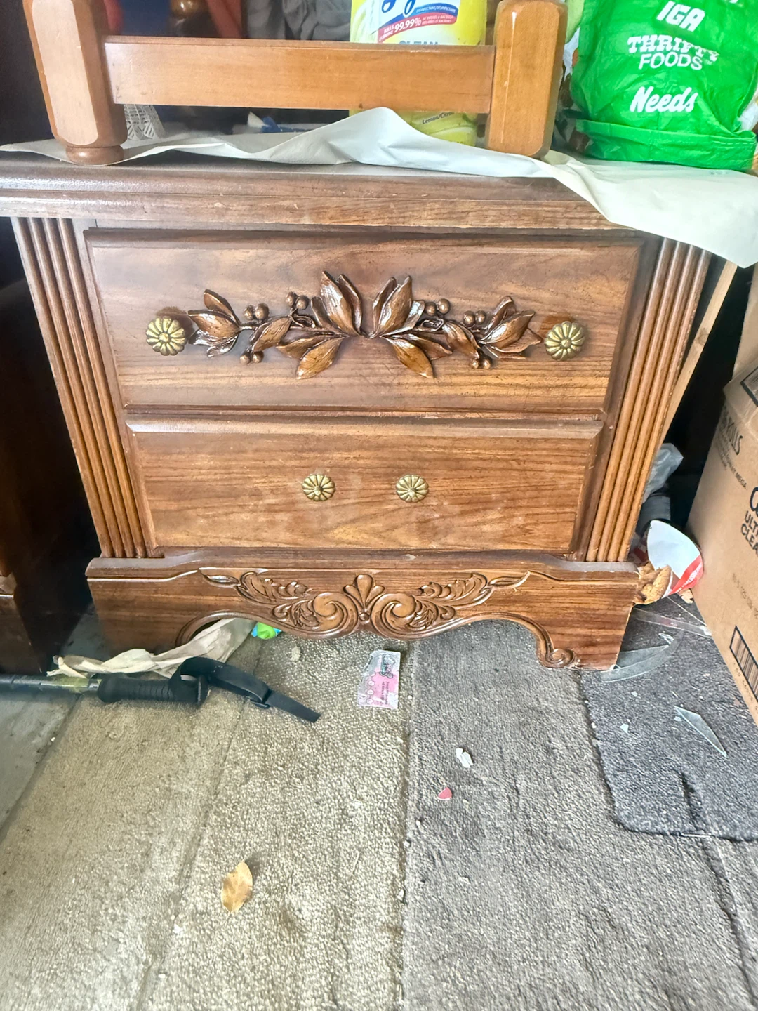 Vintage French Provincial Armoire and Matching Nightstand - photo 3