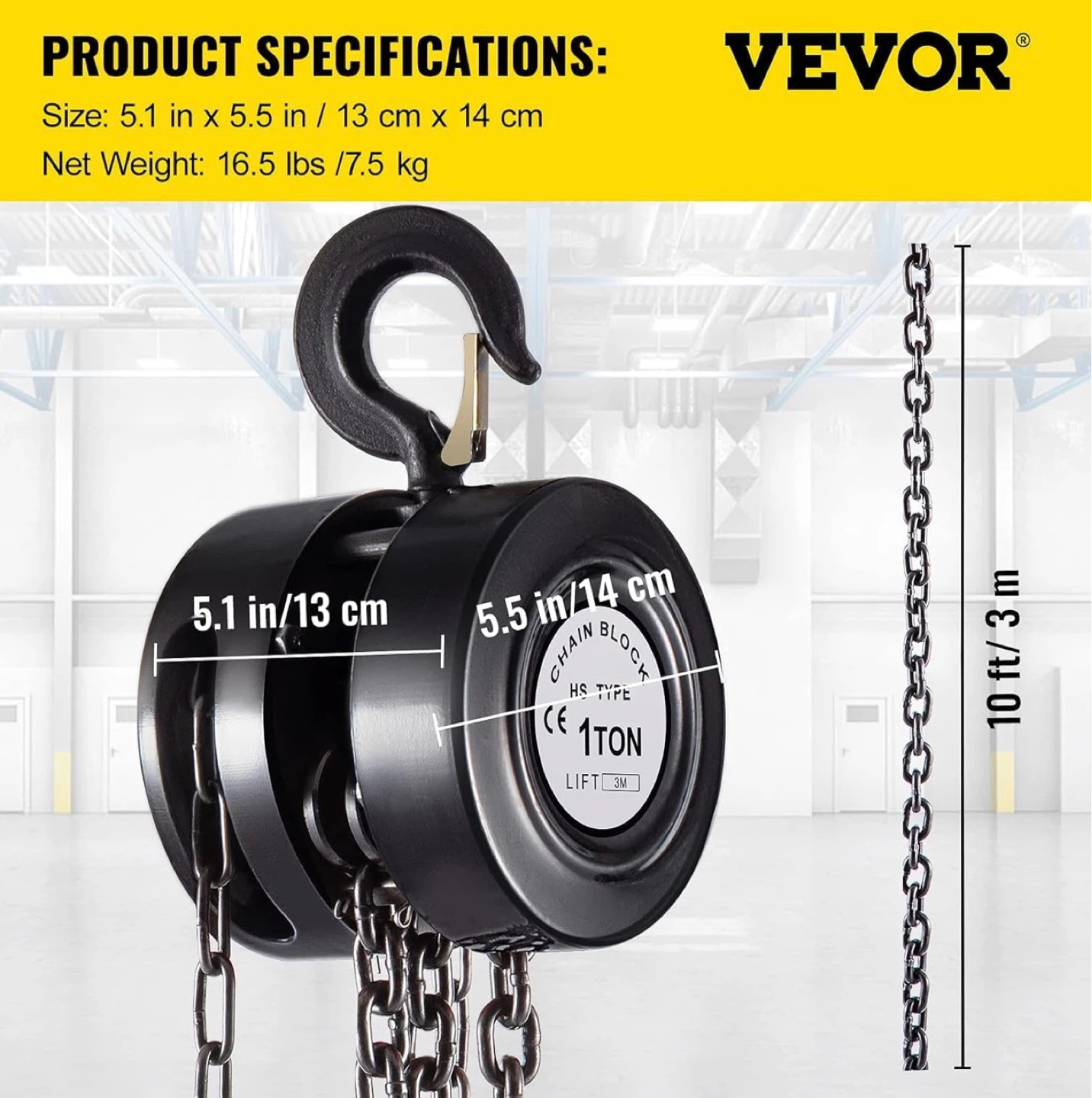 Hand Chain Hoist 1 Ton 2200 Lbs Capacity - photo 2