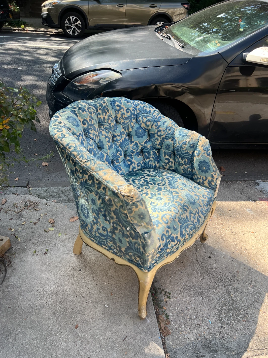Vintage Blue Floral Upholstered Accent Chair