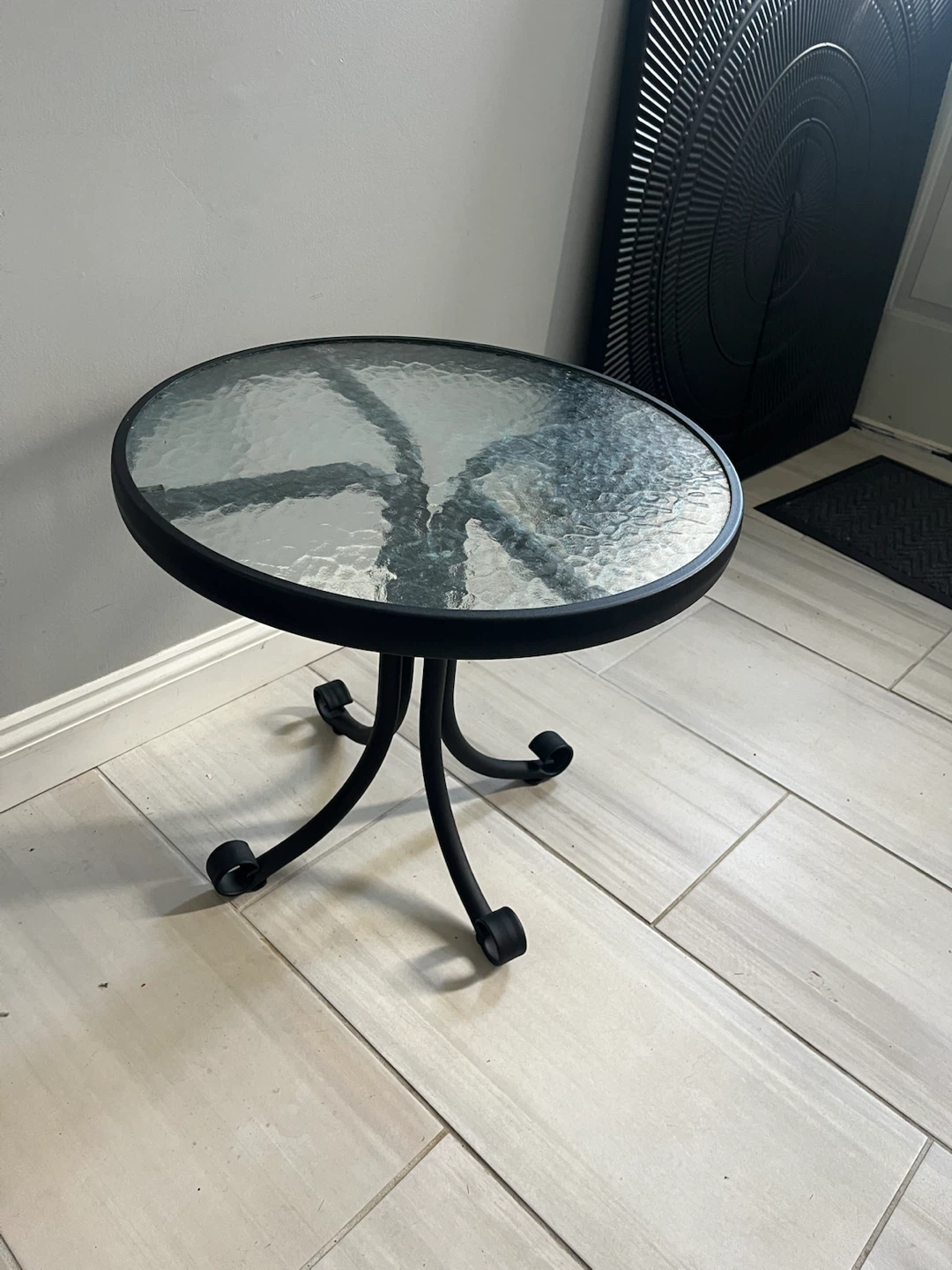 Round Glass Top Metal Side Table