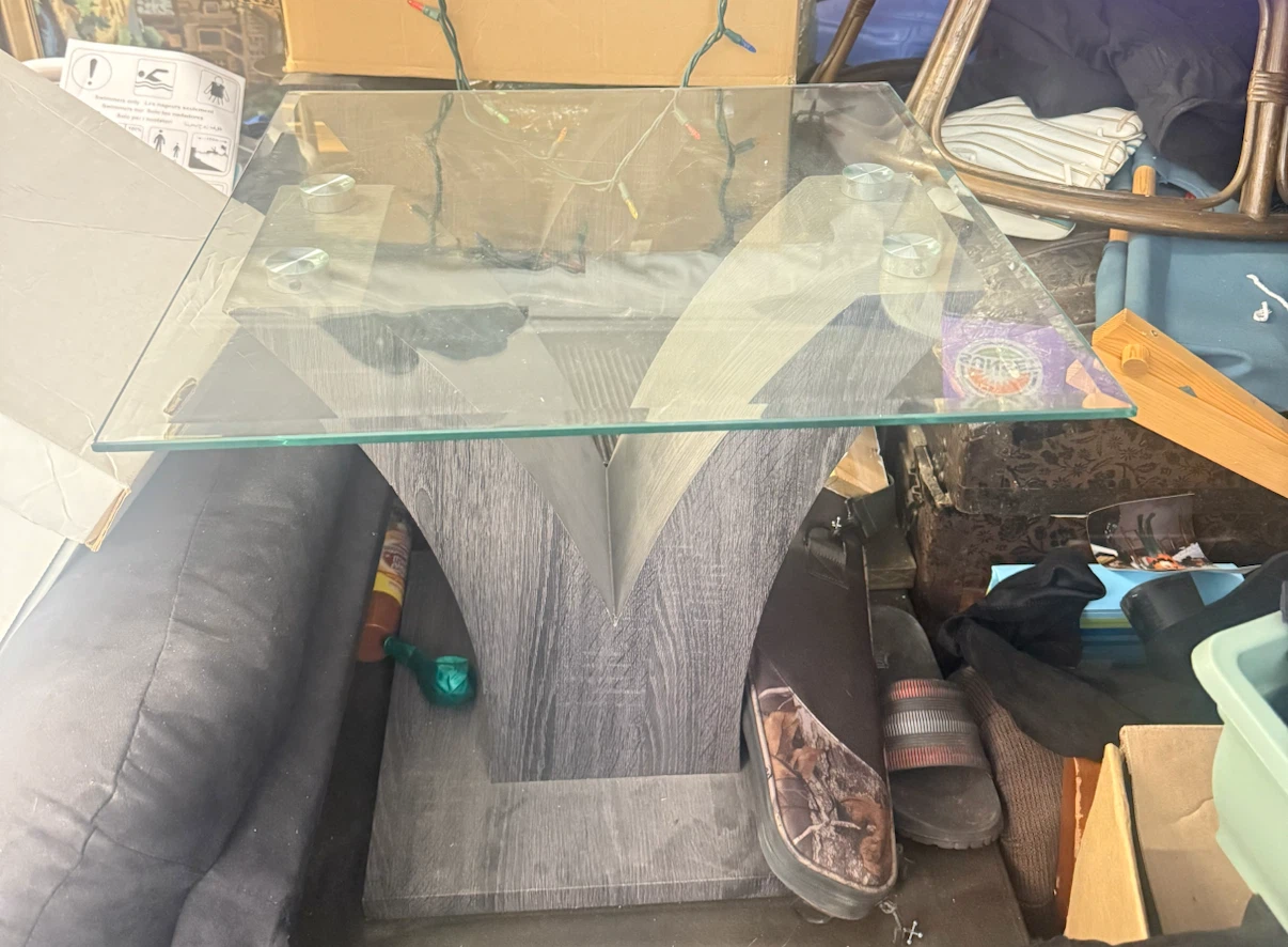 Modern V-Base Glass Side Table