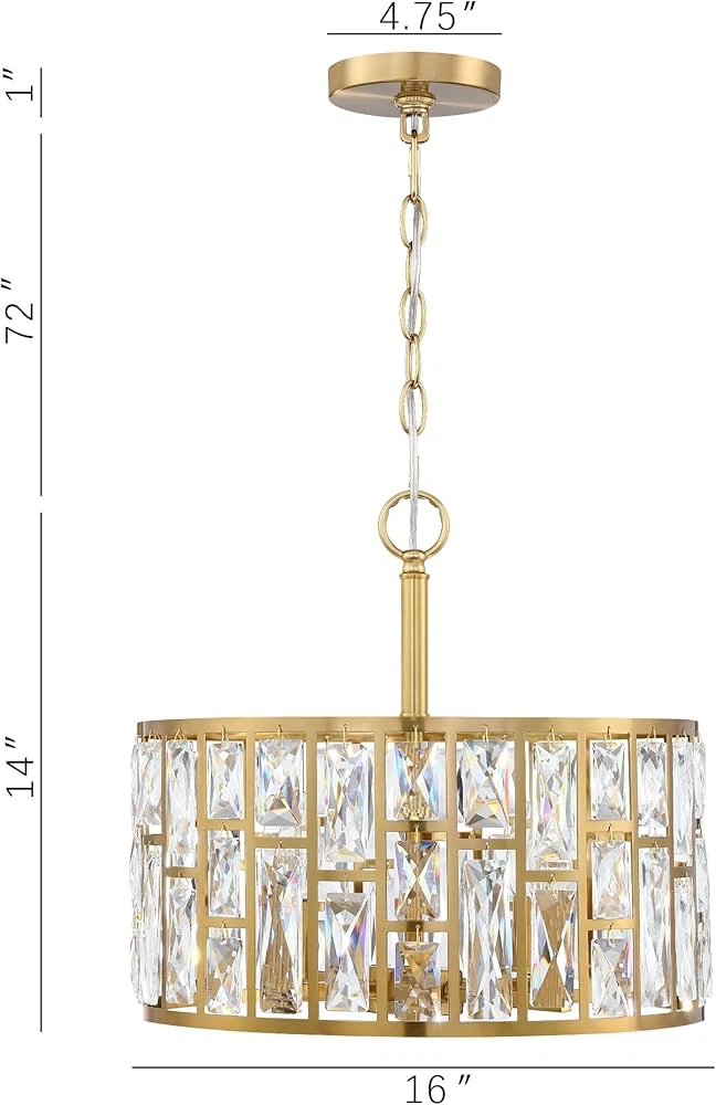 Gold Crystal Drum Pendant Light - photo 4