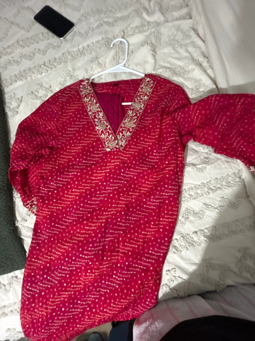 Red Embroidered Kurti