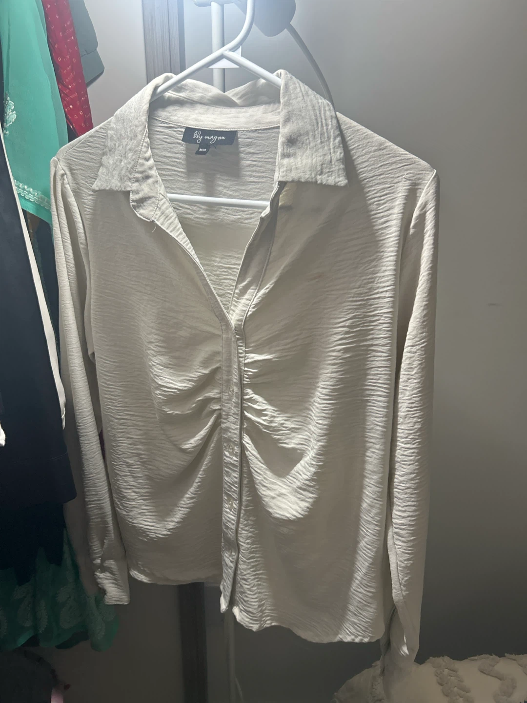 Lily Morgan Crinkled Button-Down Shirt