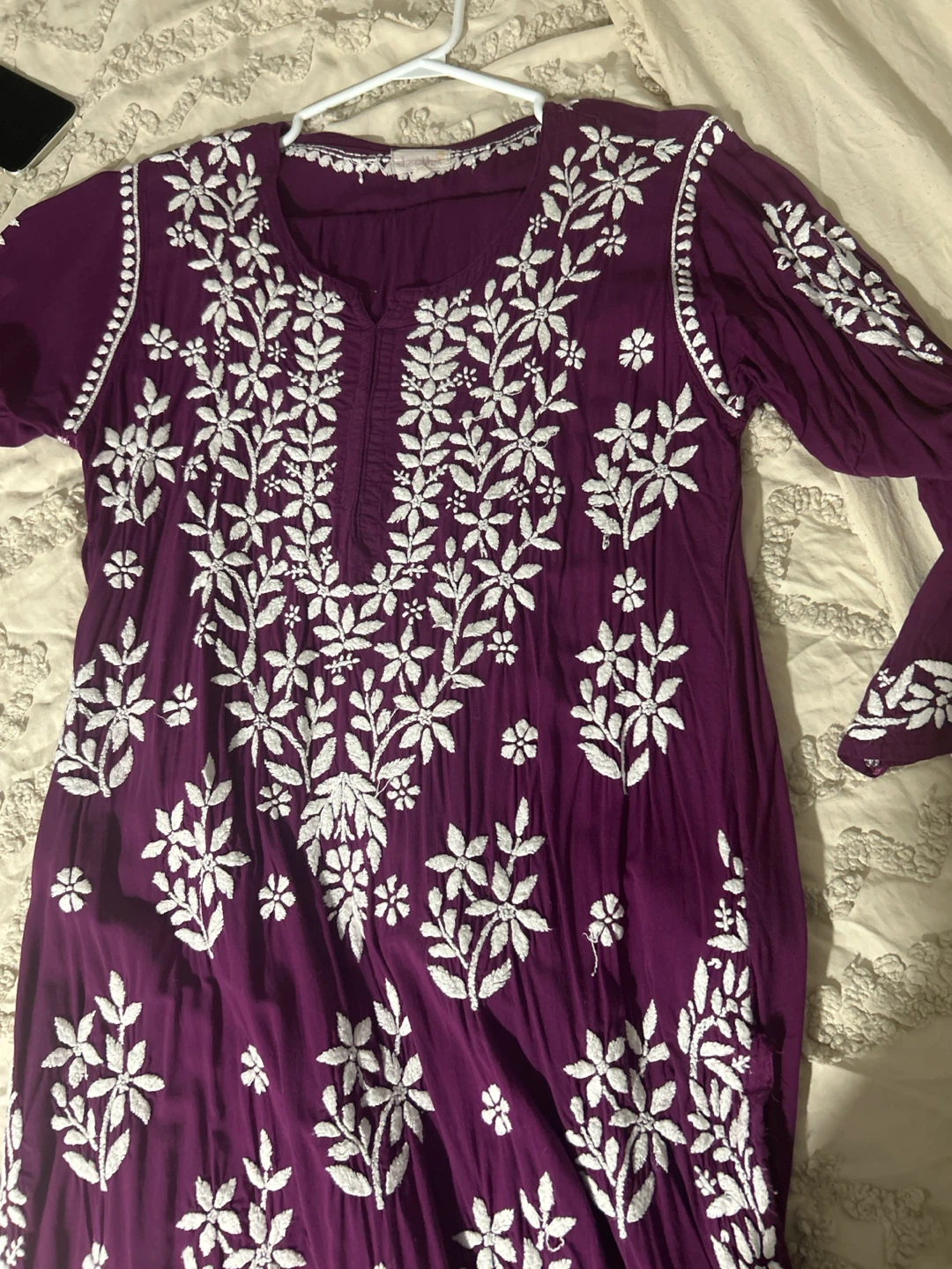 Chowkhat Purple Embroidered Tunic