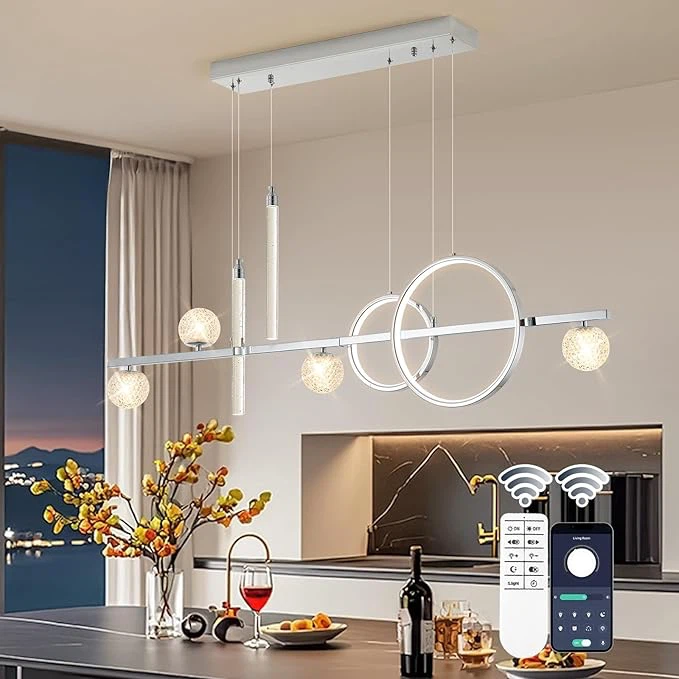 Modern Dimmable LED Pendant Light with Remote and App