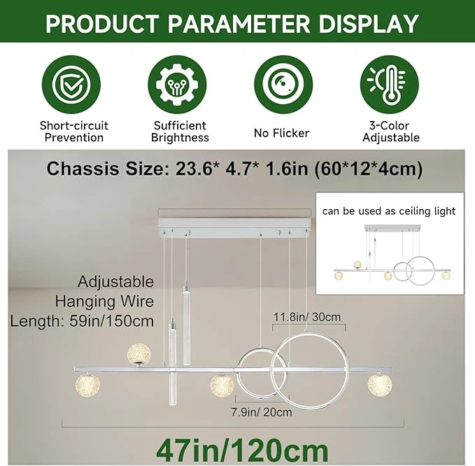 Modern Dimmable LED Pendant Light with Remote and App - photo 2