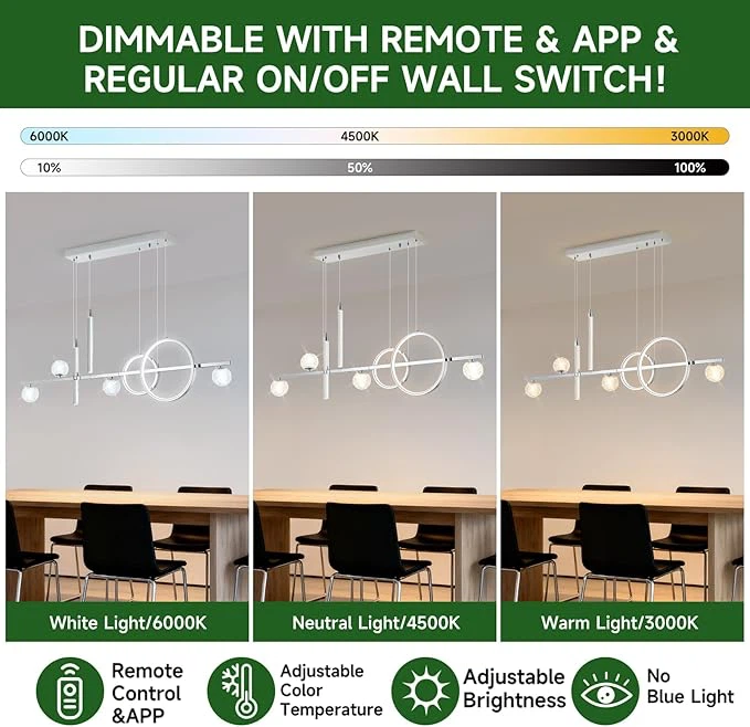 Modern Dimmable LED Pendant Light with Remote and App - photo 3