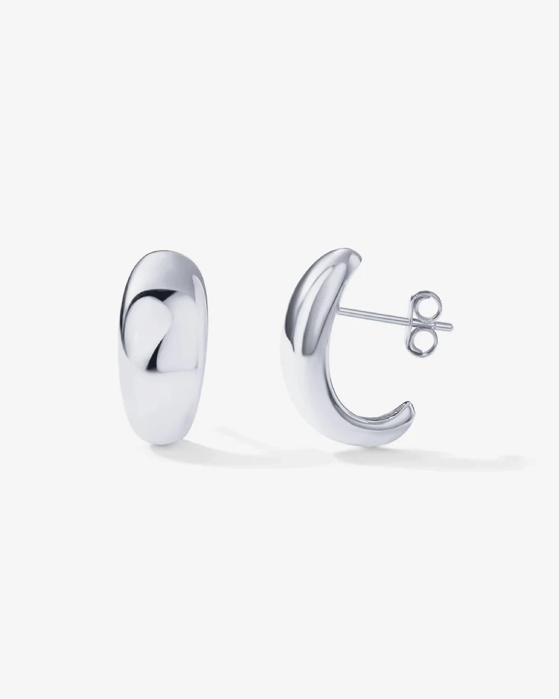 Sterling Silver dome huggie earrings