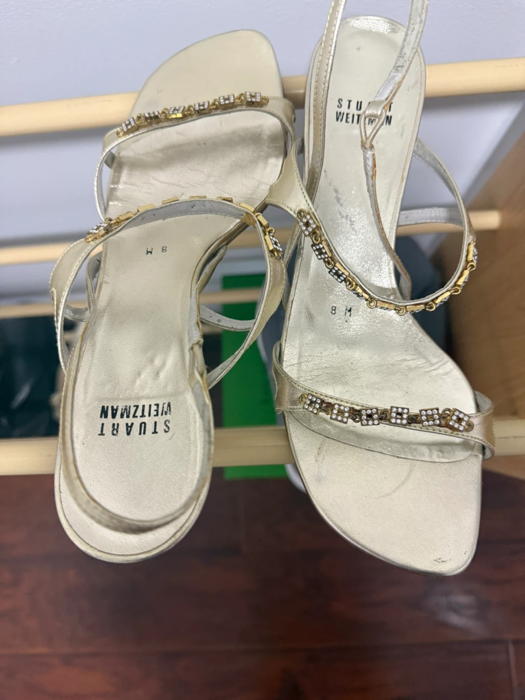 Stuart Weitzman Gold Embellished Sandals