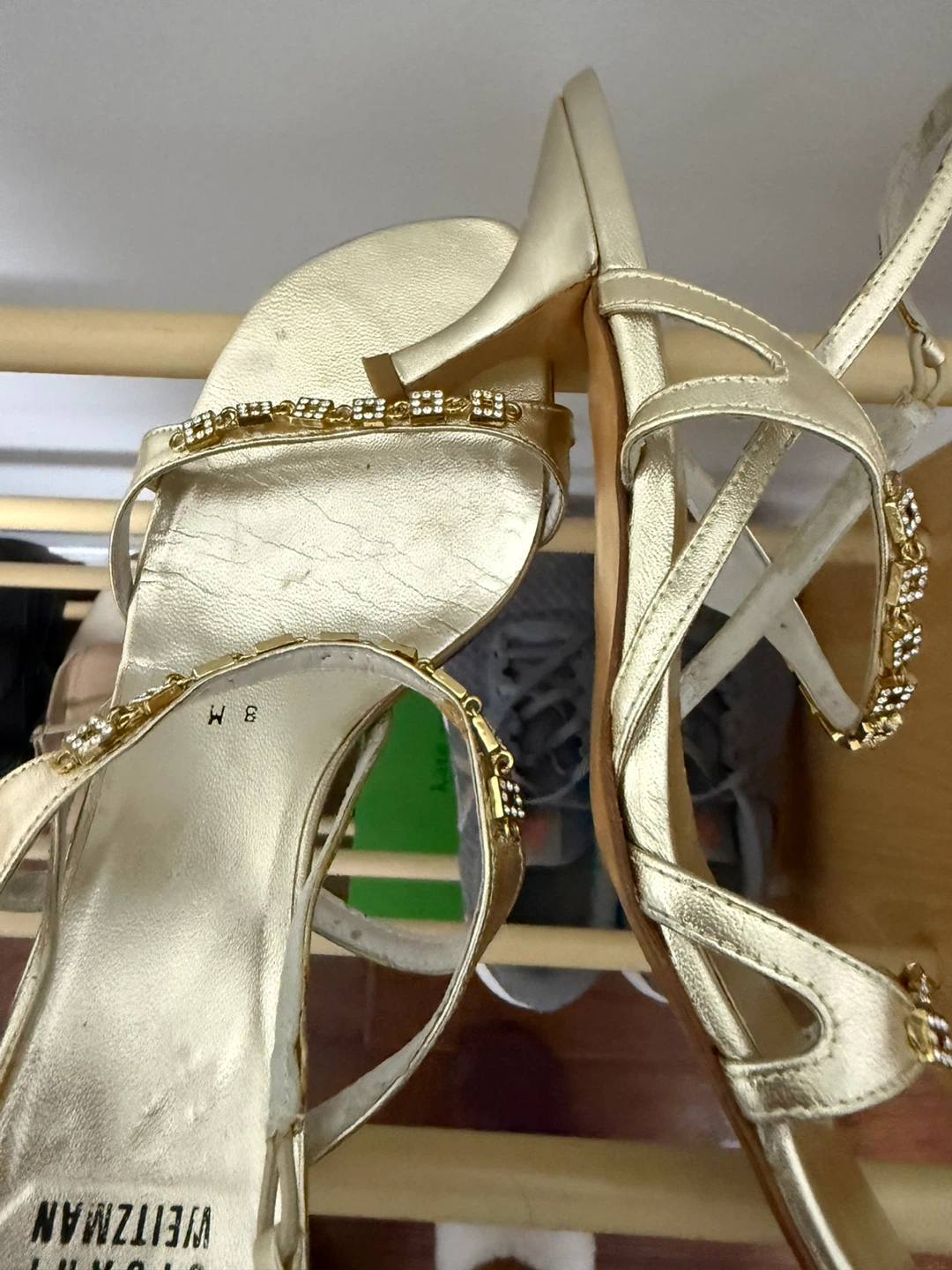 Stuart Weitzman Gold Embellished Sandals - photo 2