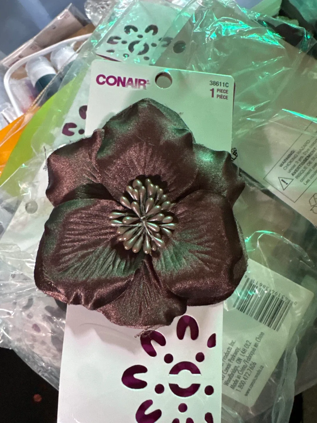 Conair Brown Fabric Flower Hair Clip