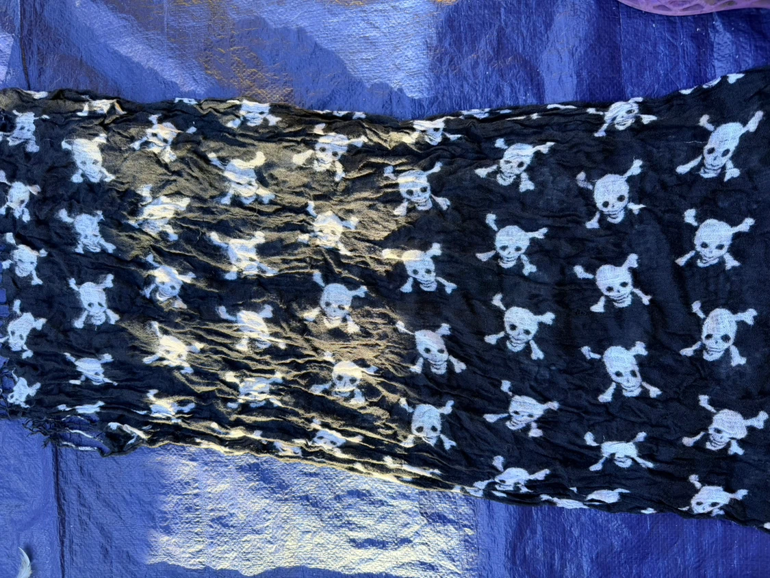 Black Skull Print Scarf - photo 2